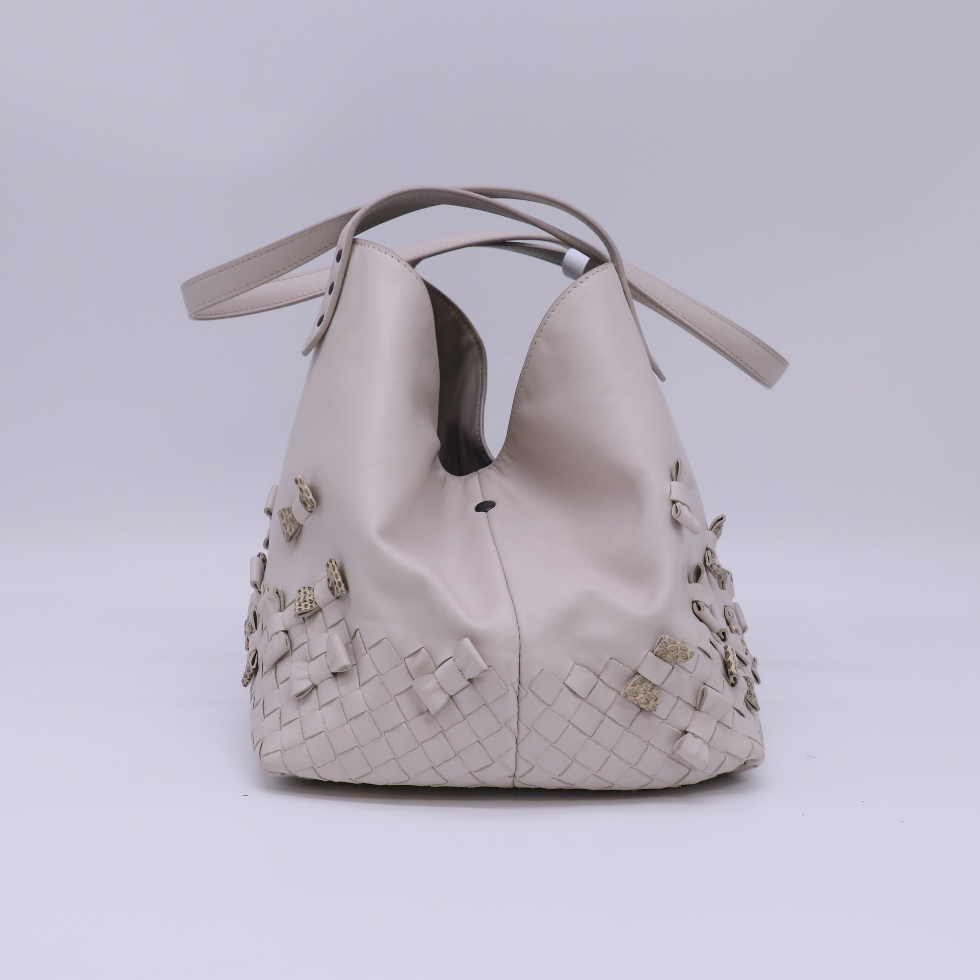 Bottega Veneta Intrecciato Leather Bow and Python Accent Tote Bag B22880
