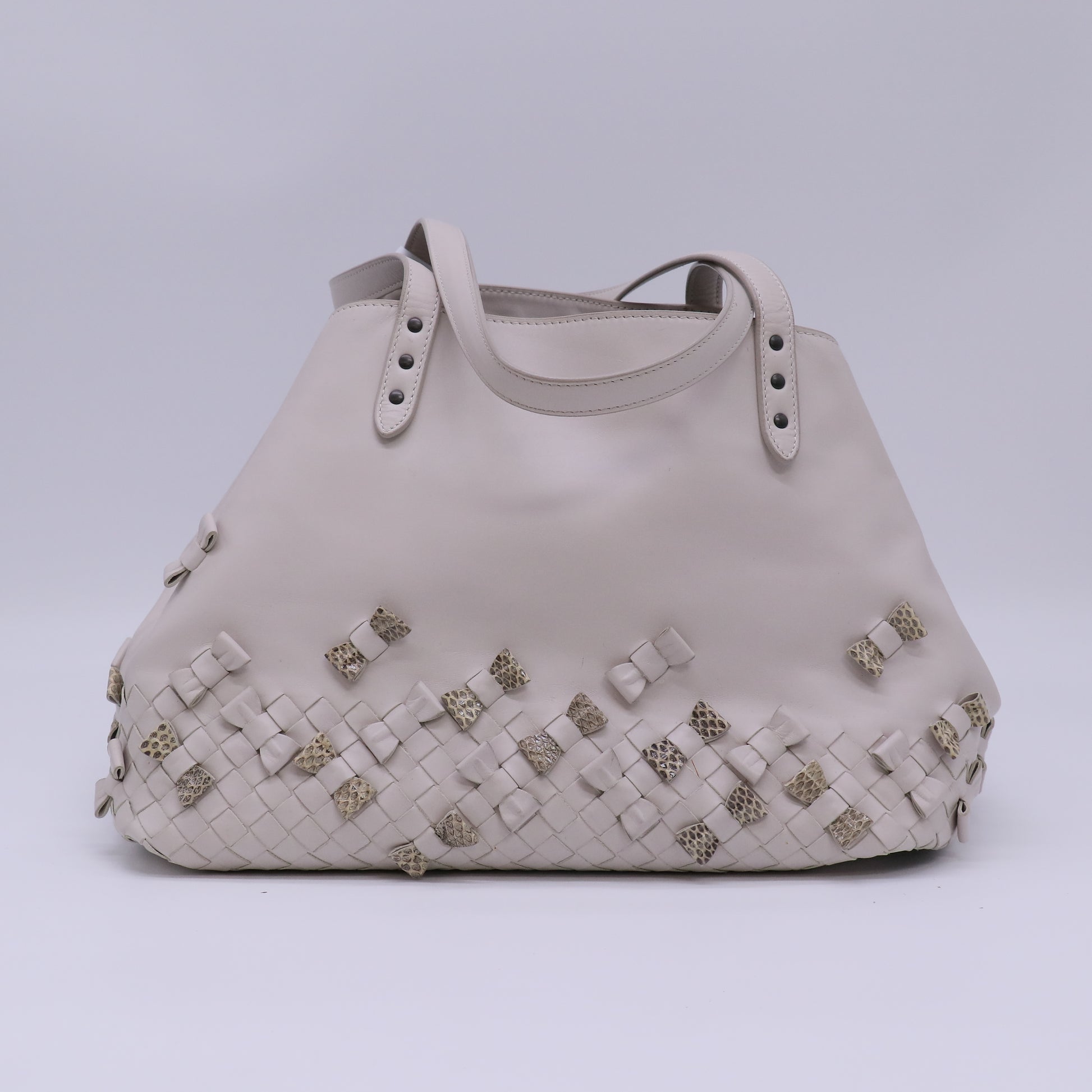 Bottega Veneta Intrecciato Leather Bow and Python Accent Tote Bag B22880