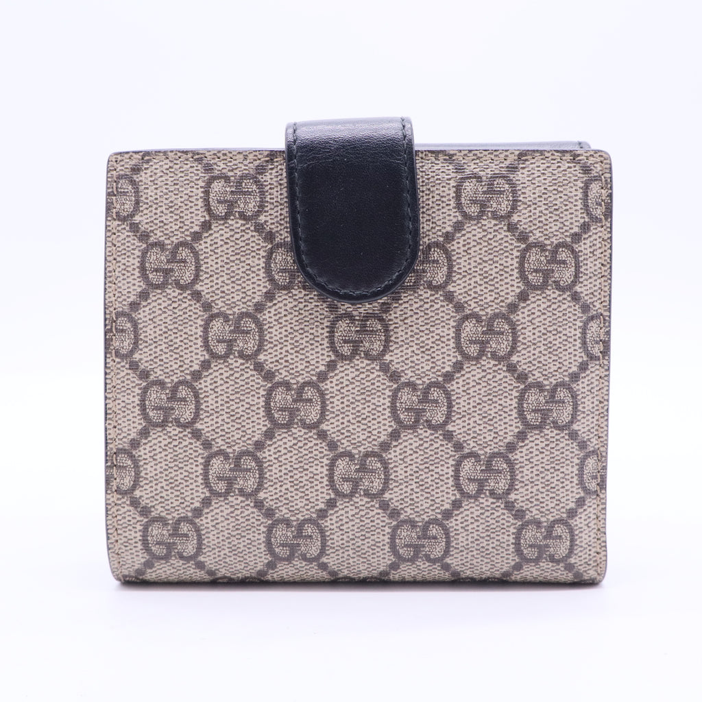 GG Supreme Monogram Pearl Studded French Wallet Black W20010