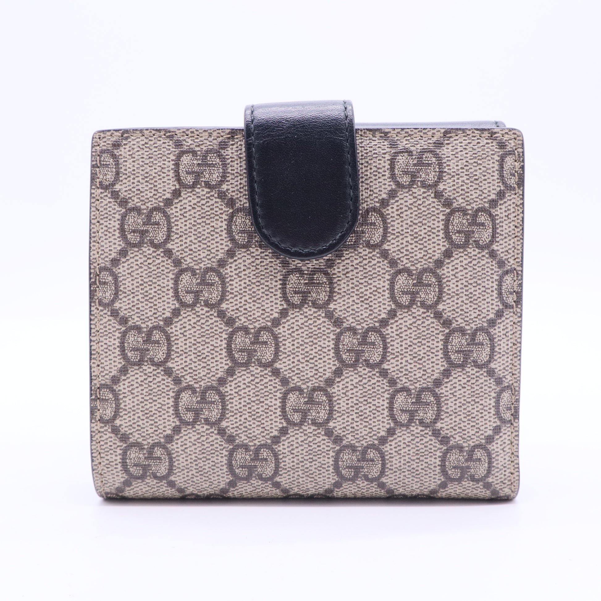 GG Supreme Monogram Pearl Studded French Wallet Black W20010