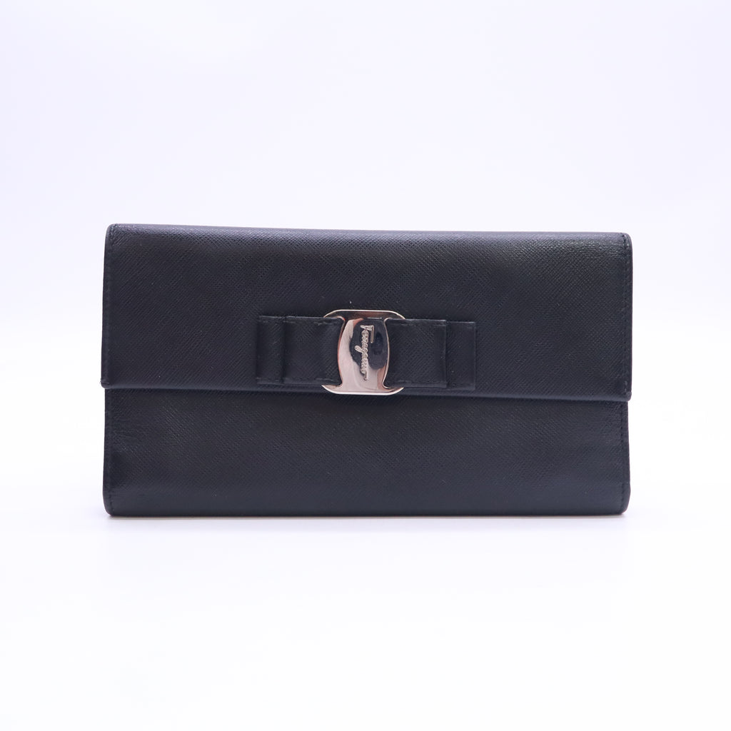 Salvatore Ferragamo Vara Bow Saffiano Leather Continental Wallet W23520