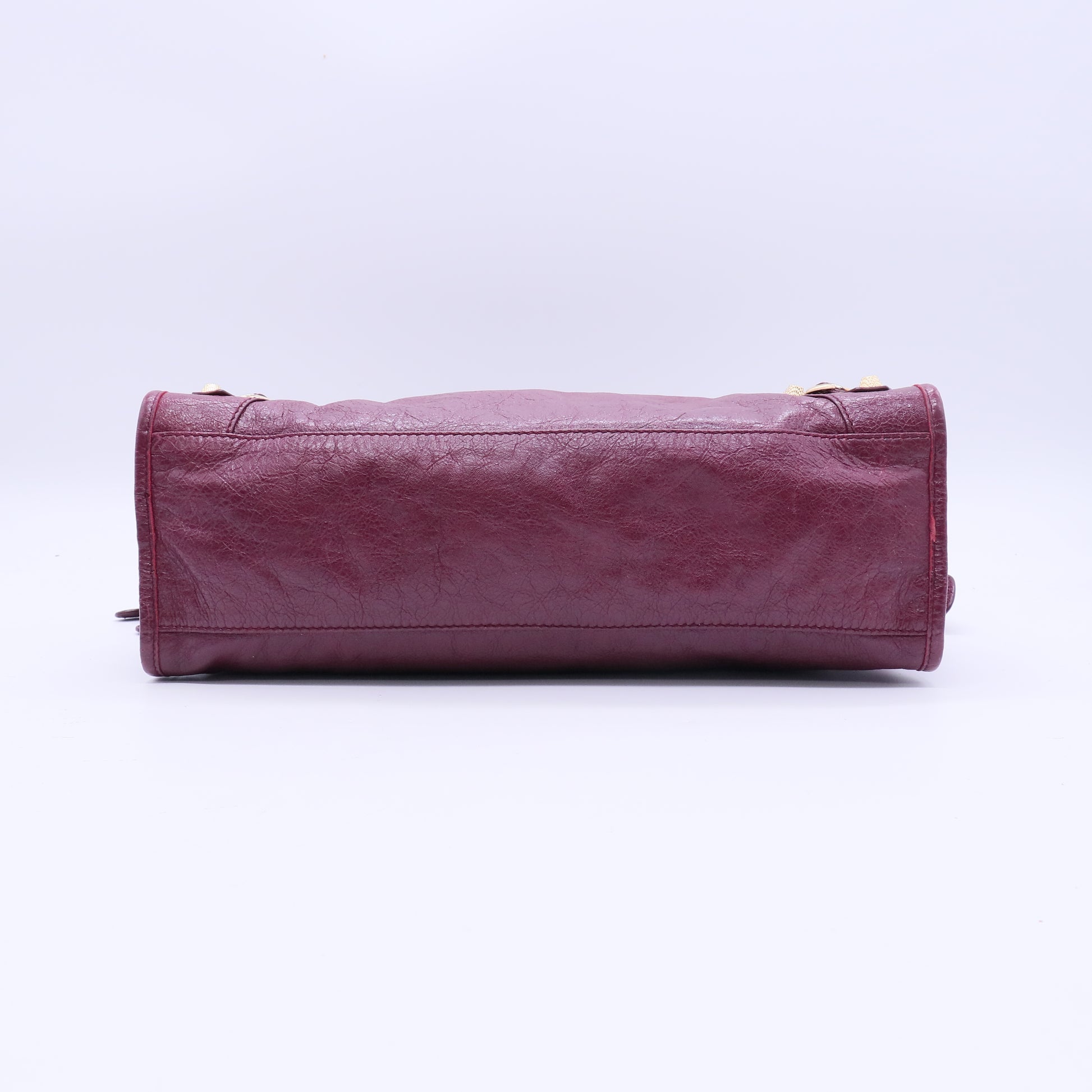 Balenciaga Violet Prune Lambskin Leather Motorcycle Gold City AJ Bag twins LDJ3917