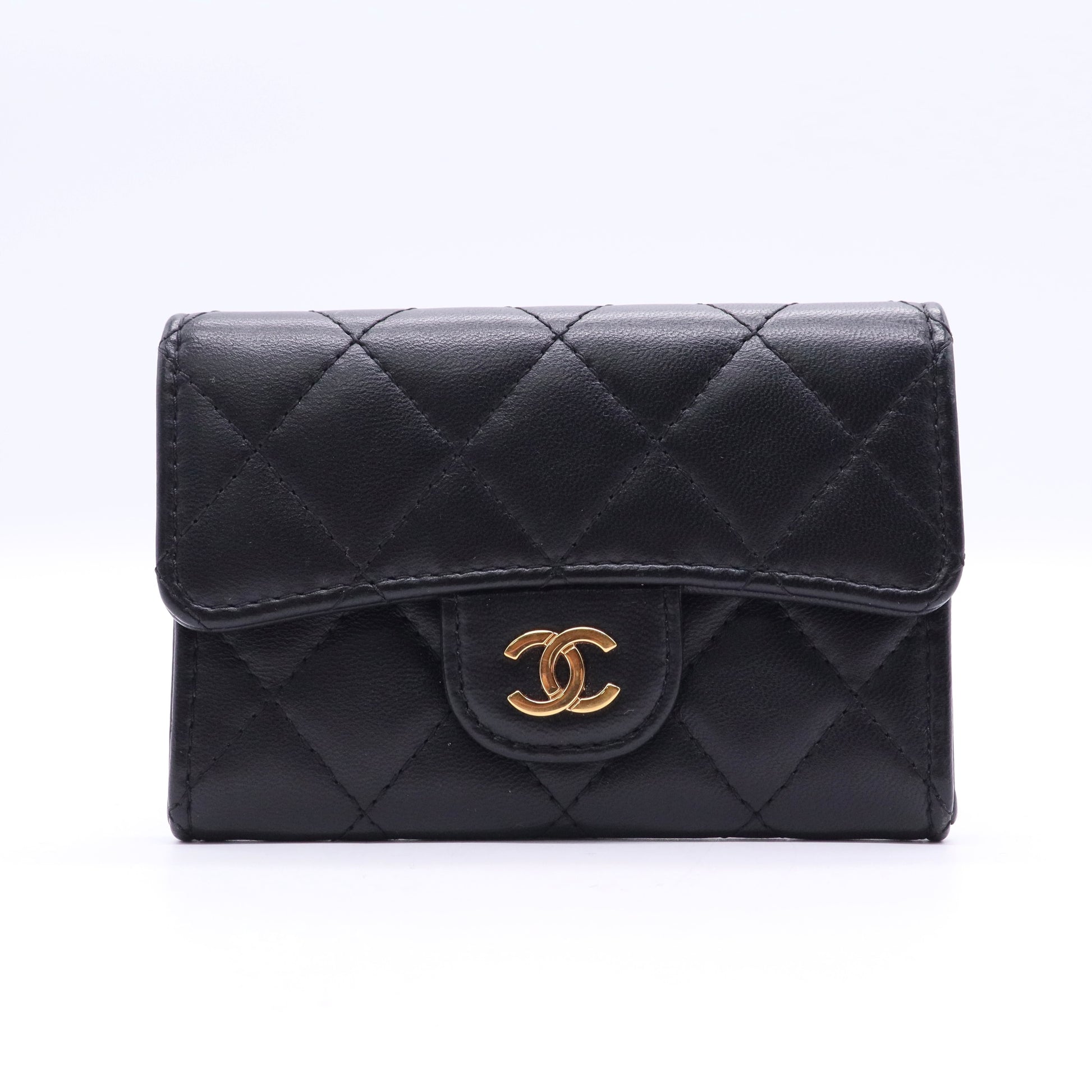 Black Quilted Leather Small Classic Flap Wallet Twins LDJ3343