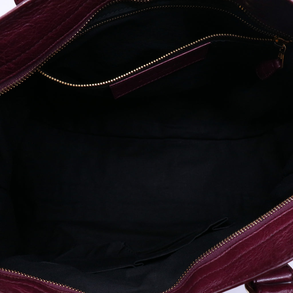 Balenciaga Violet Prune Lambskin Leather Motorcycle Gold City AJ Bag twins LDJ3917