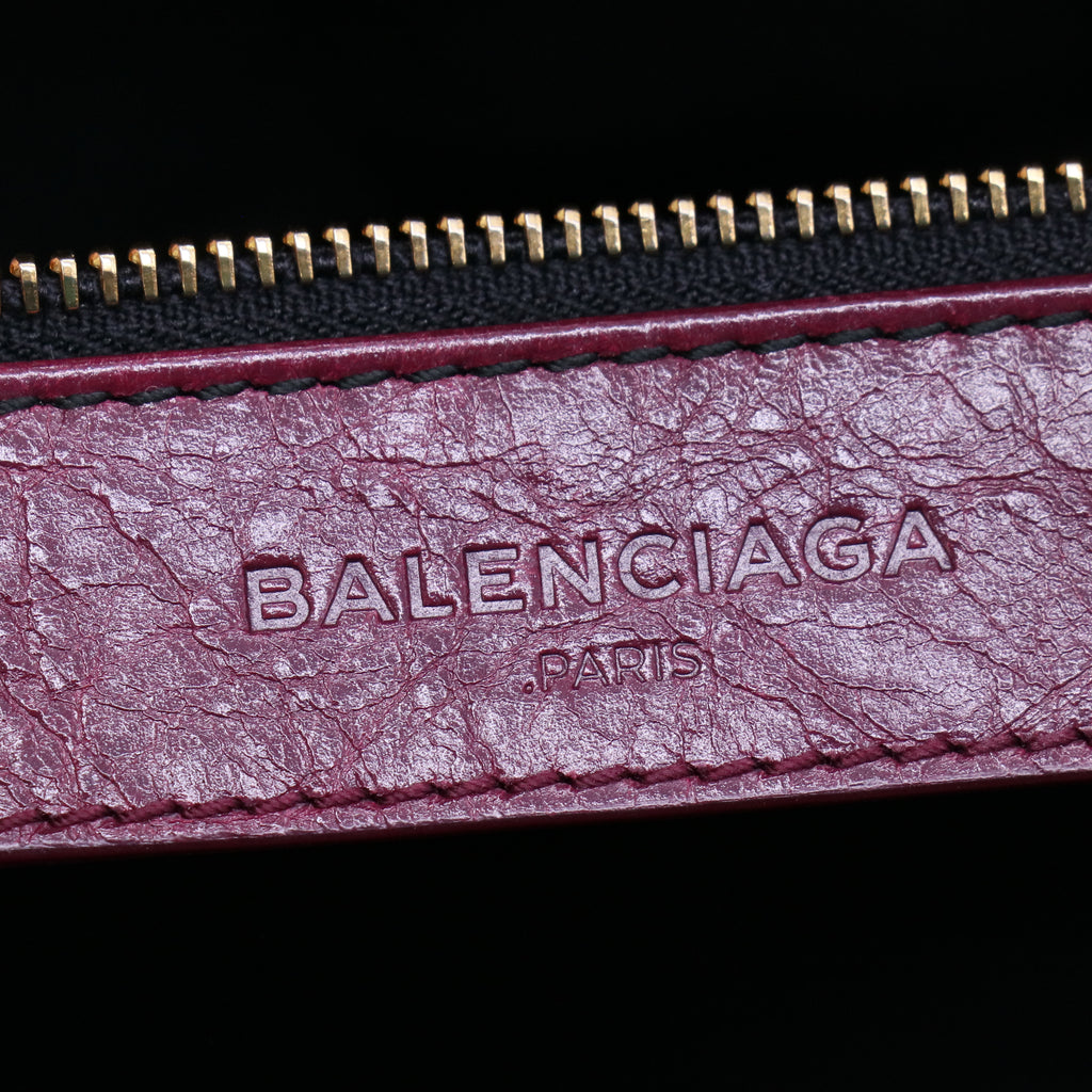 Balenciaga Violet Prune Lambskin Leather Motorcycle Gold City AJ Bag twins LDJ3917