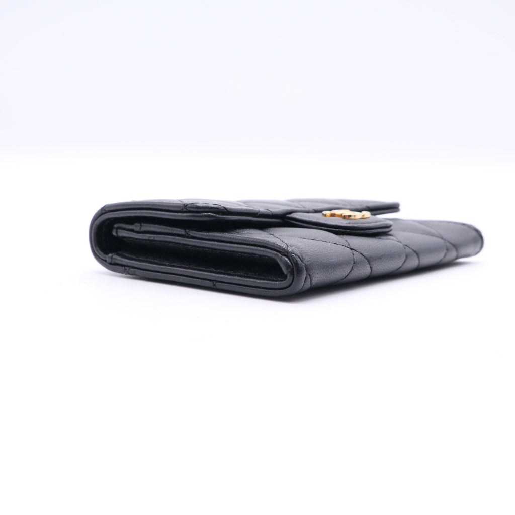 Black Quilted Leather Small Classic Flap Wallet Twins LDJ3343