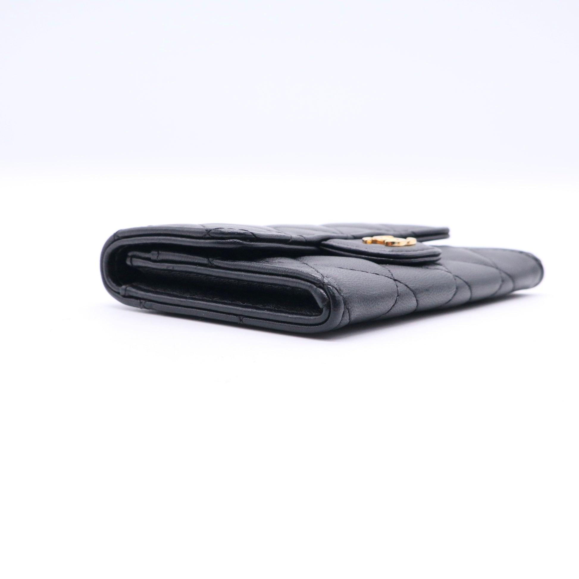 Black Quilted Leather Small Classic Flap Wallet Twins LDJ3343