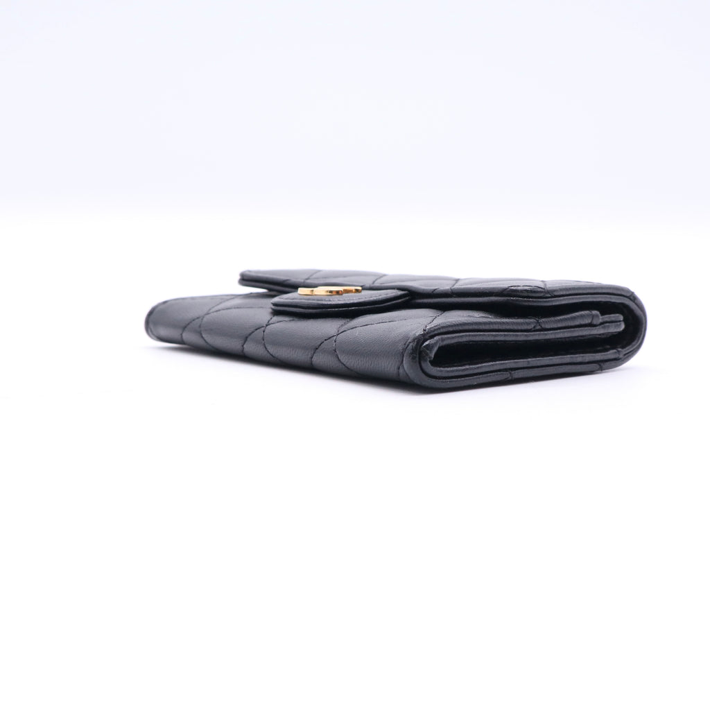 Black Quilted Leather Small Classic Flap Wallet Twins LDJ3343
