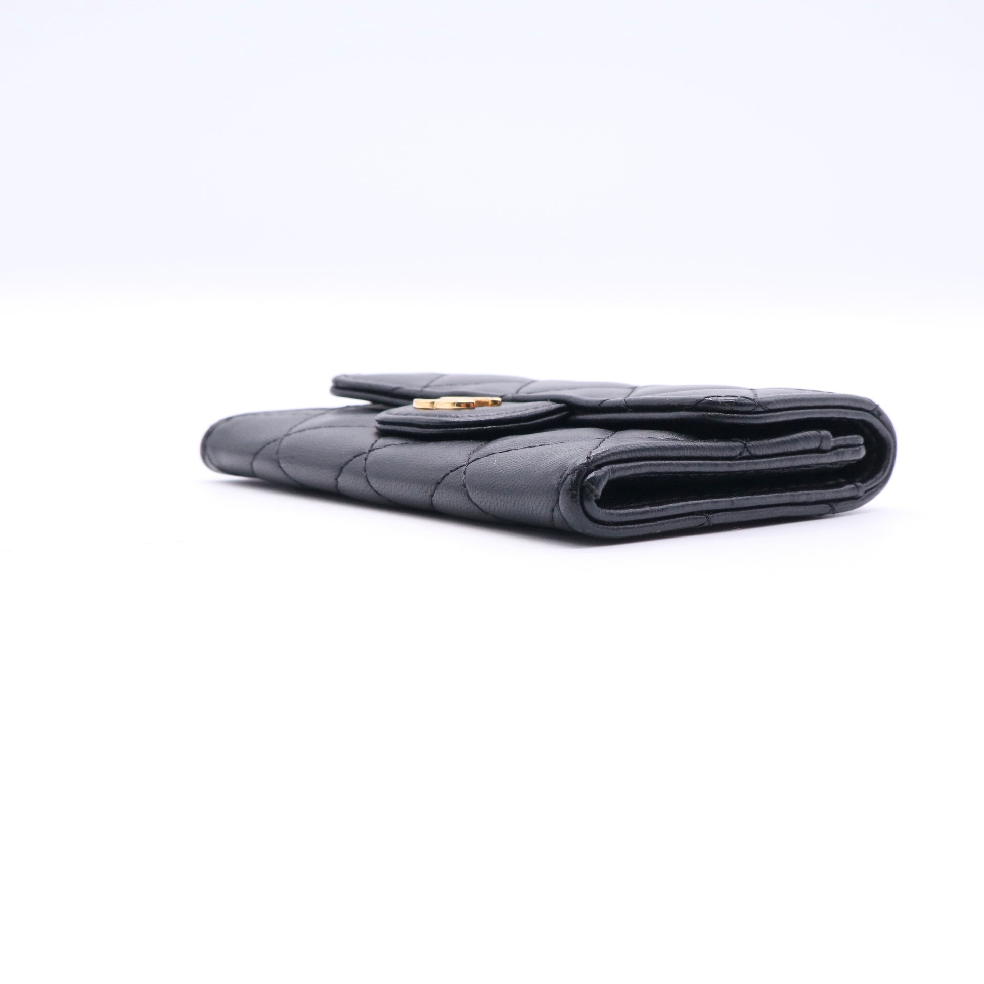 Black Quilted Leather Small Classic Flap Wallet Twins LDJ3343