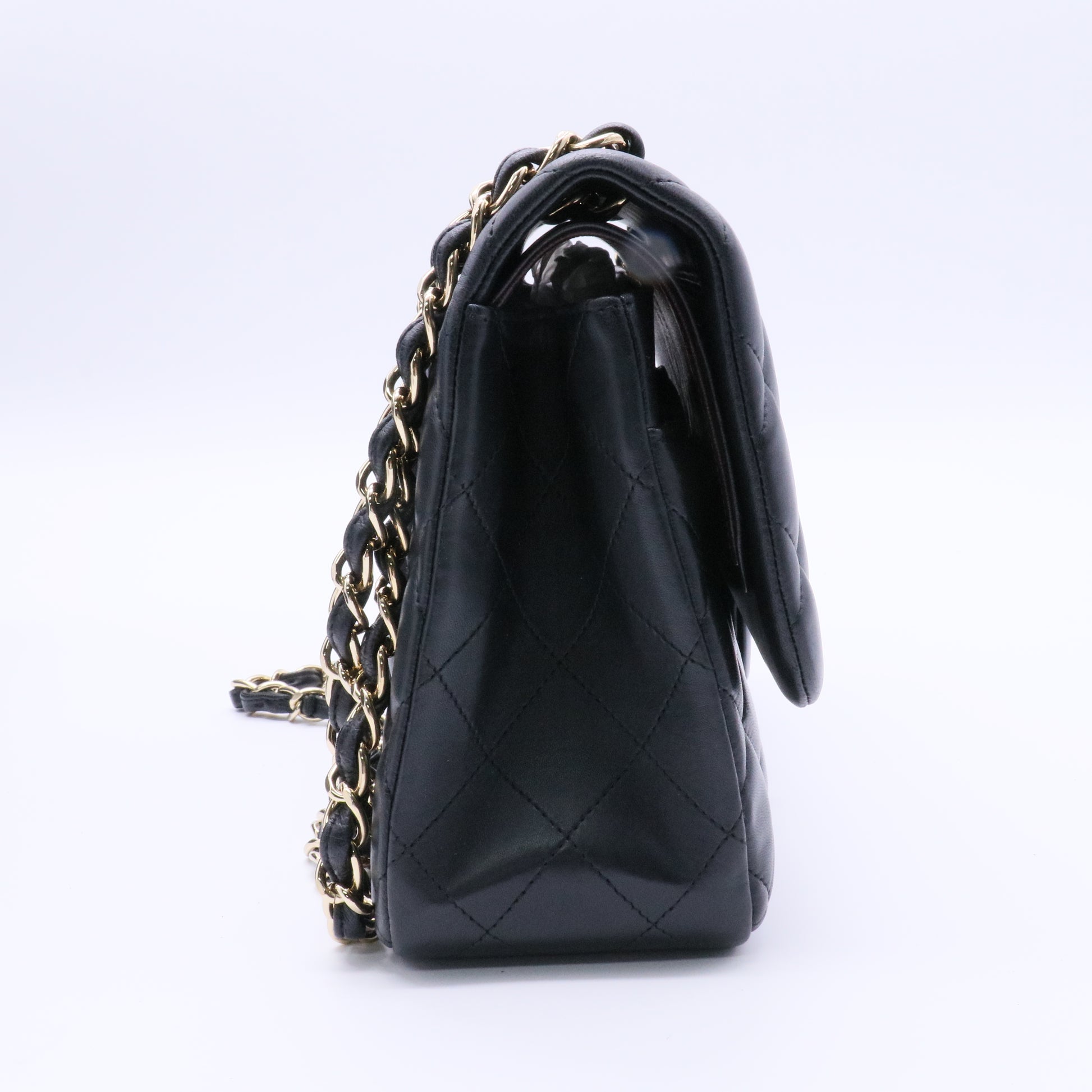 Black Quilted Lambskin Leather Classic Jumbo Double Flap Bag twins