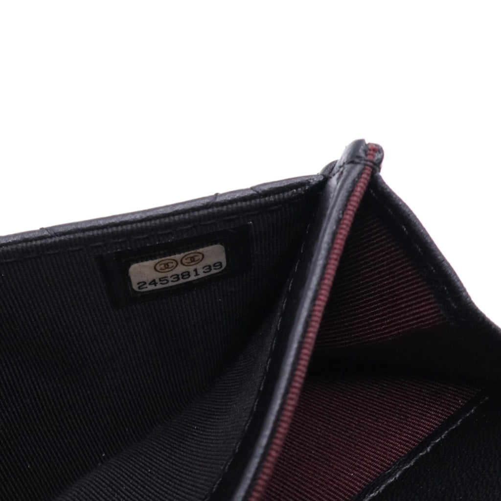 Black Quilted Leather Small Classic Flap Wallet Twins LDJ3343
