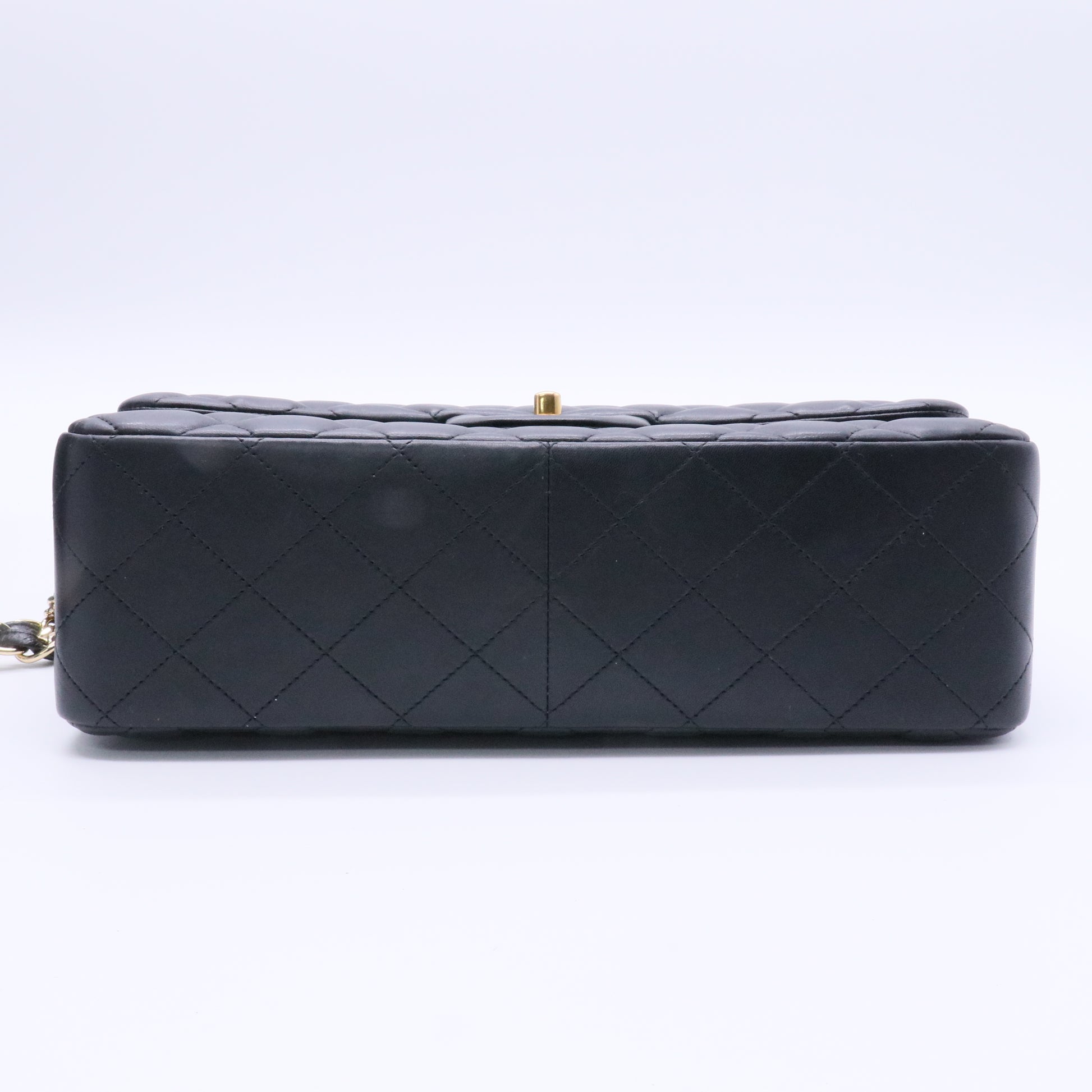Black Quilted Lambskin Leather Classic Jumbo Double Flap Bag twins