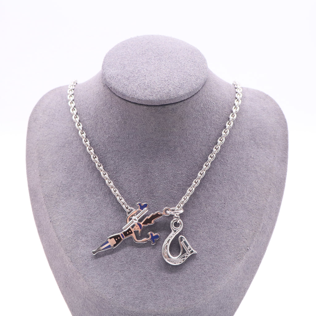 Hermes Enamel necklace twins LDJ2560