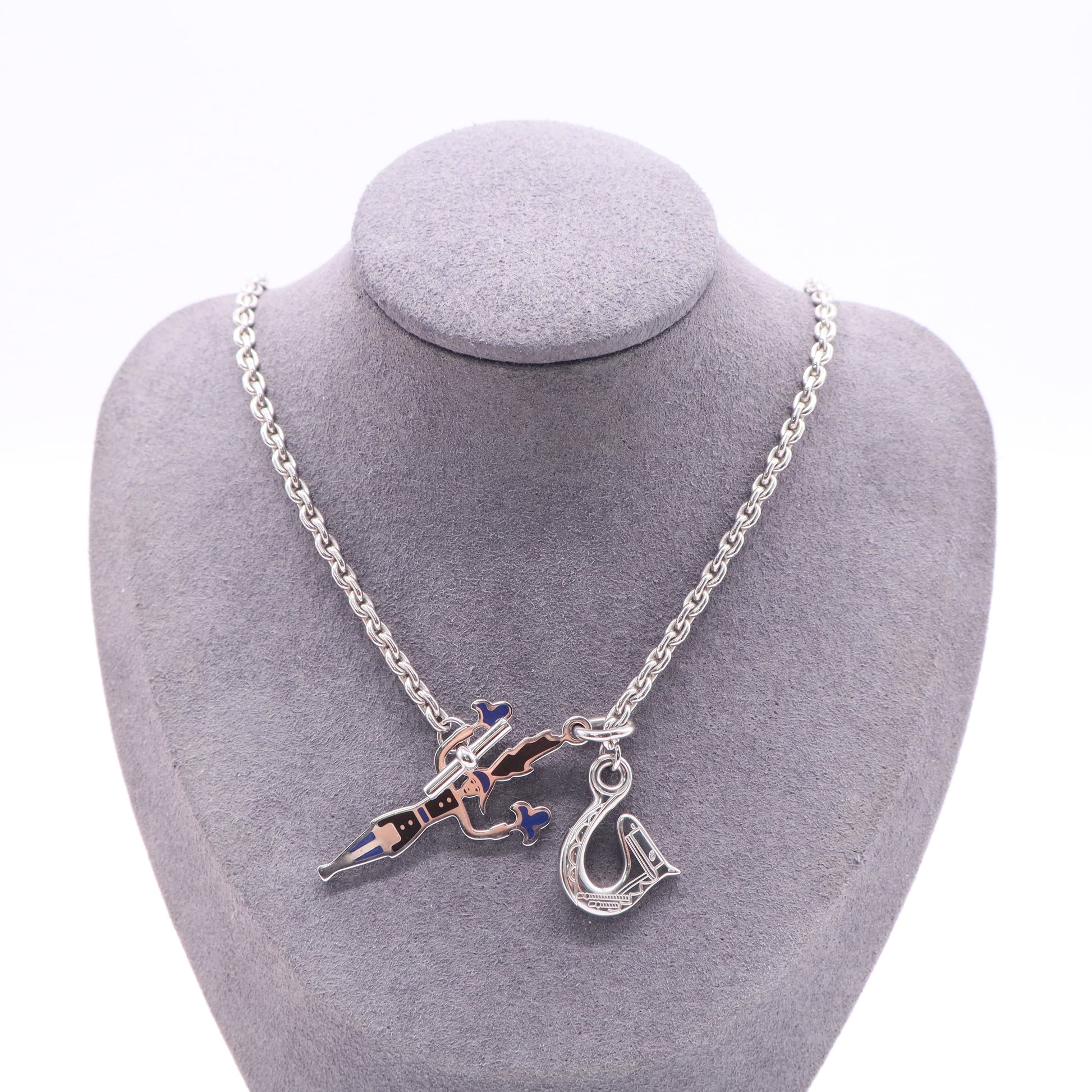 Hermes Enamel necklace twins LDJ2560