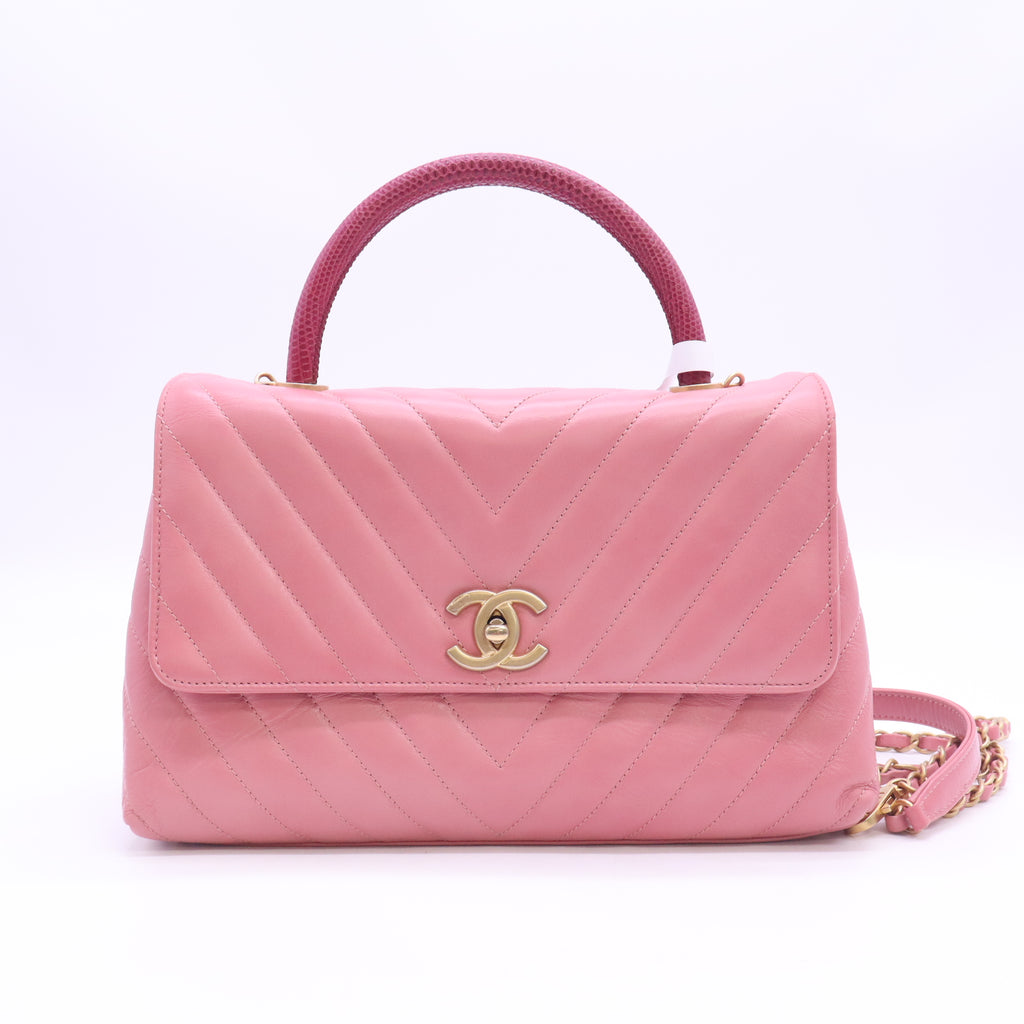 Chanel Medium Lizard-Trimmed Coco Handle Bag B24472