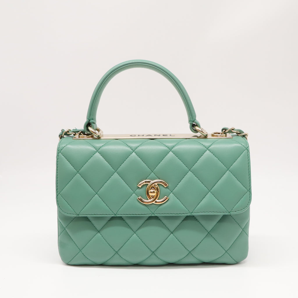 Trendy CC Top Handle Bag Quilted Lambskin Small Twins B22893