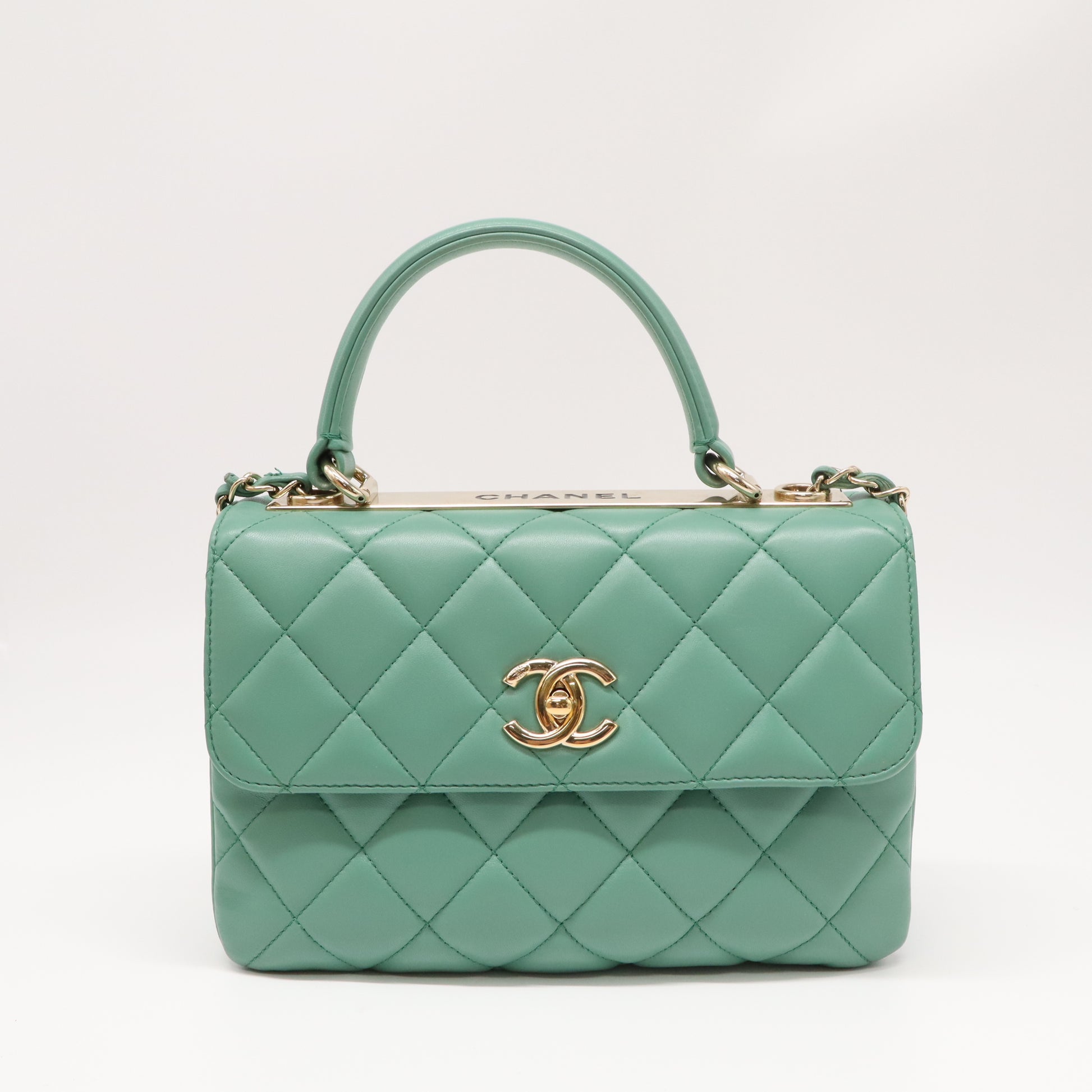 Trendy CC Top Handle Bag Quilted Lambskin Small Twins B22893