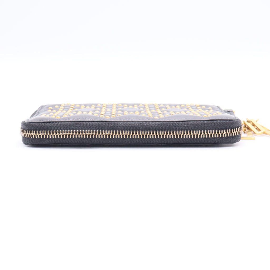 Lady Dior Zip Around Wallet Cannage Studded Leather