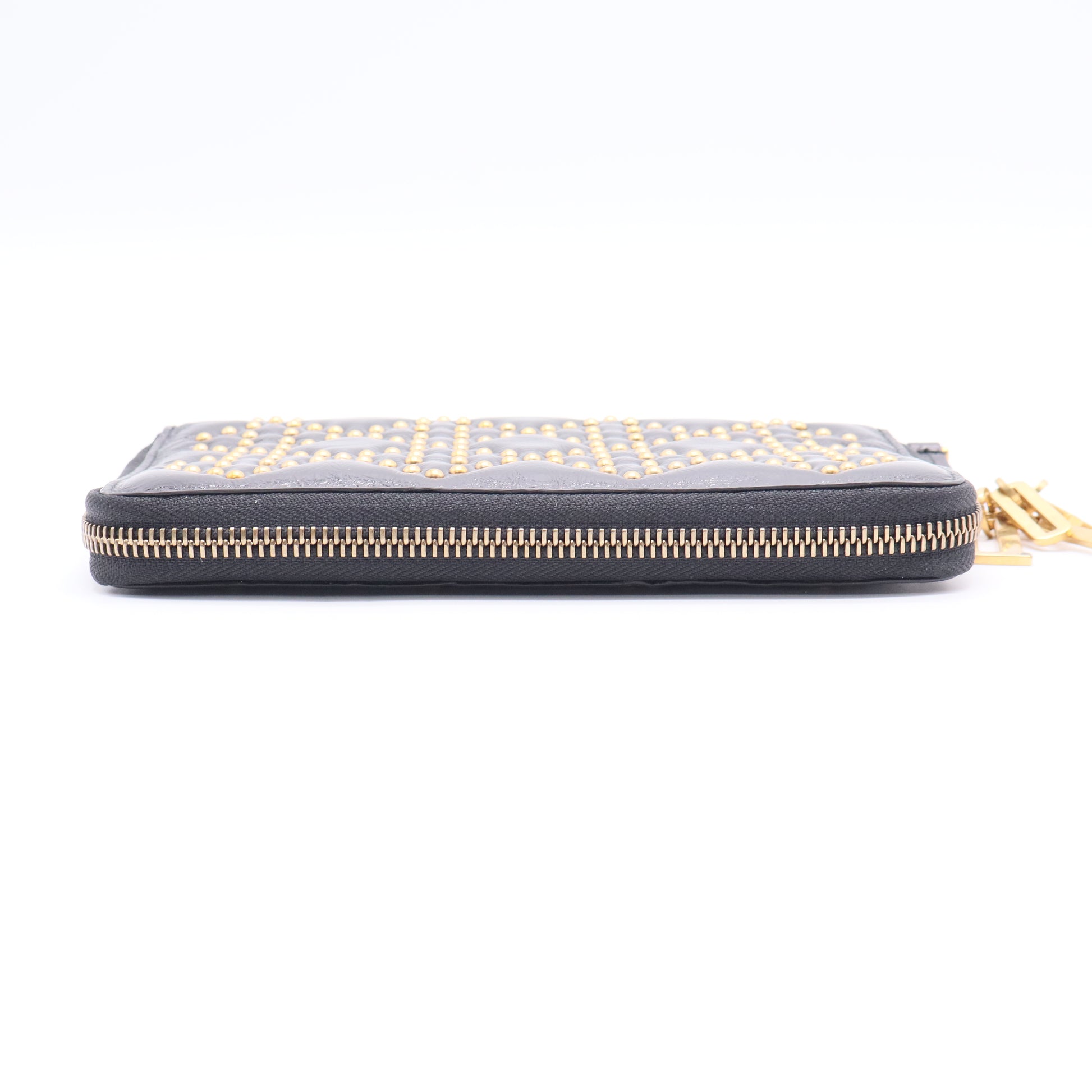 Lady Dior Zip Around Wallet Cannage Studded Leather