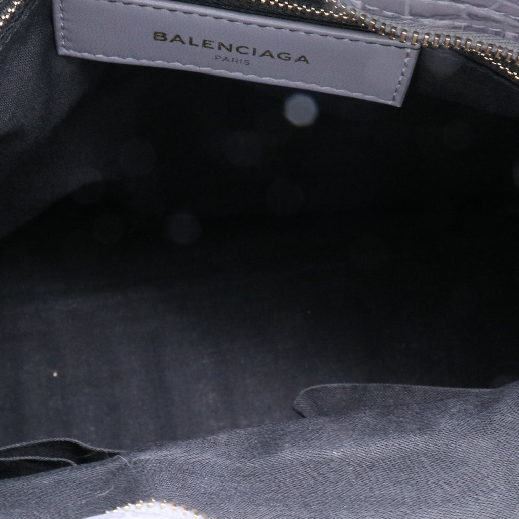 City Giant Studs Bag Crocodile Embossed Leather Medium Twins