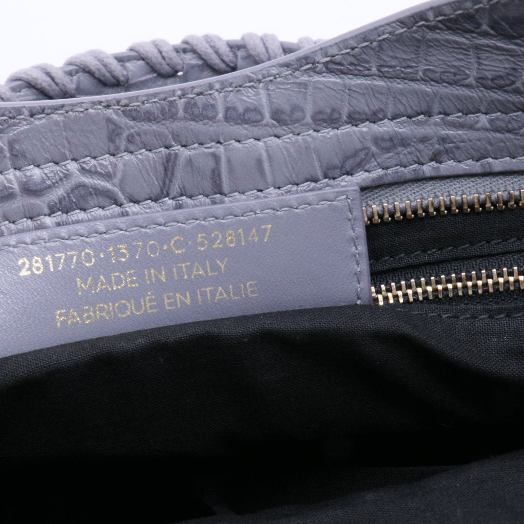 City Giant Studs Bag Crocodile Embossed Leather Medium Twins