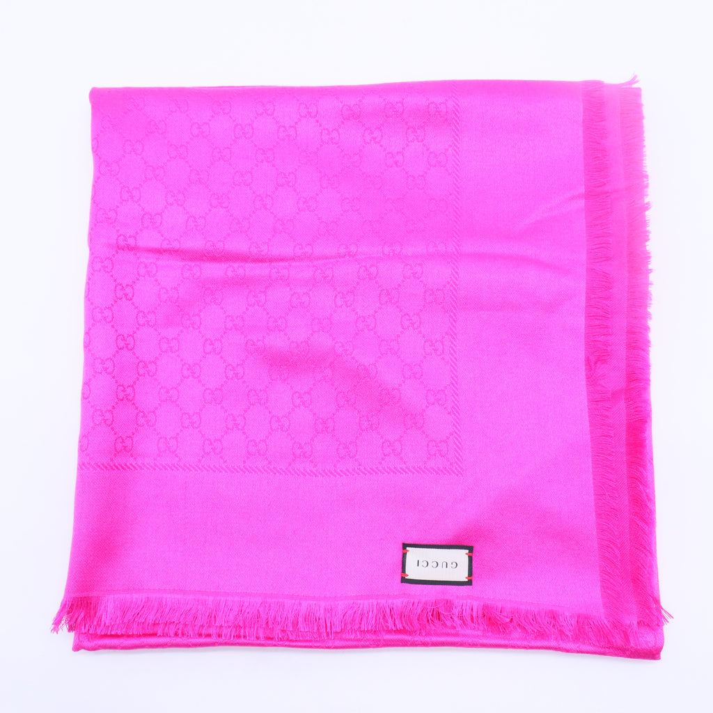 Pink Silk GG Weblong Scarf-W20096