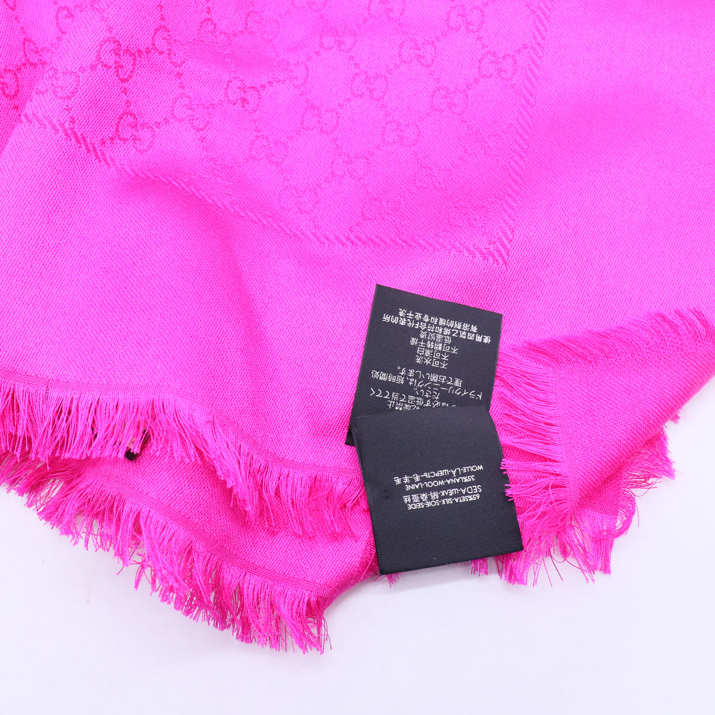 Pink Silk GG Weblong Scarf-W20096