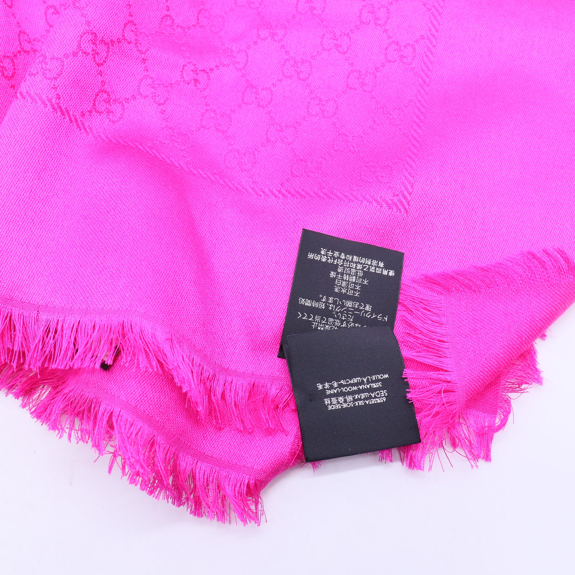 Pink Silk GG Weblong Scarf-W20096