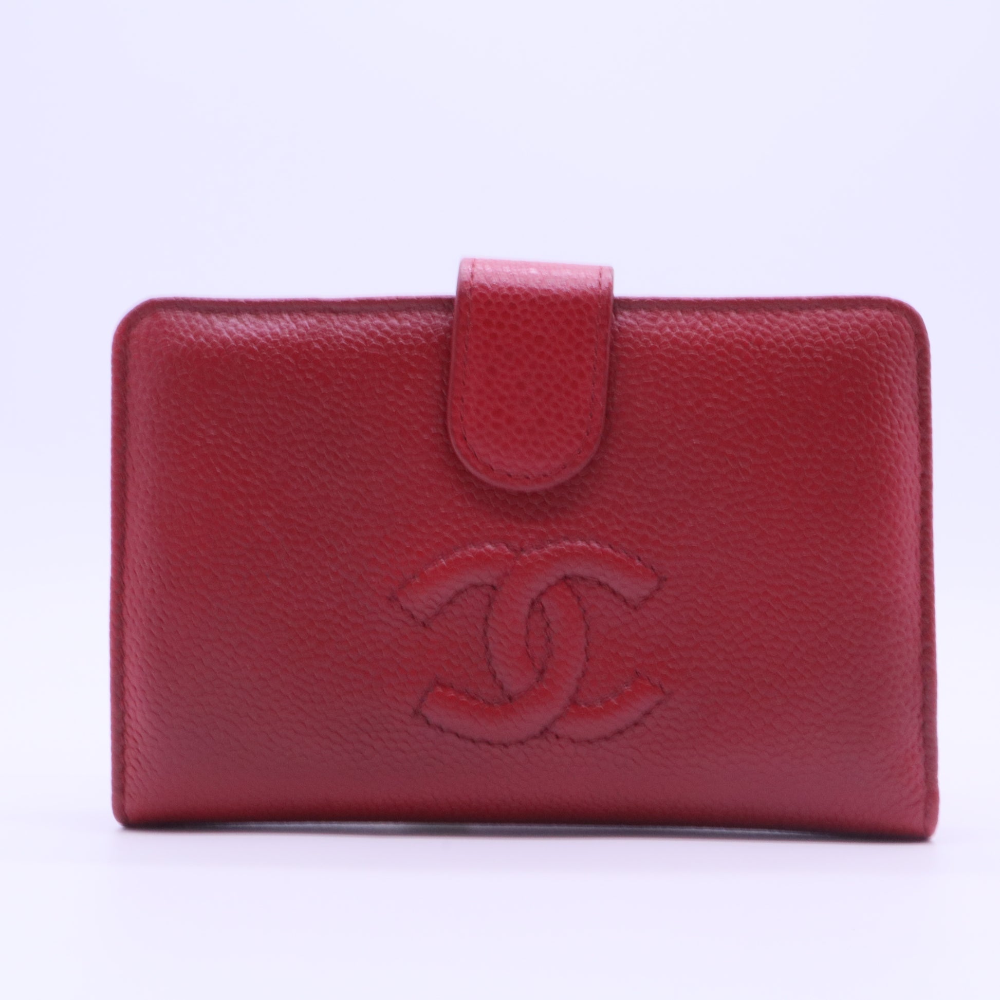 Red Caviar Leather CC Long French Purse Wallet FOR GISEL