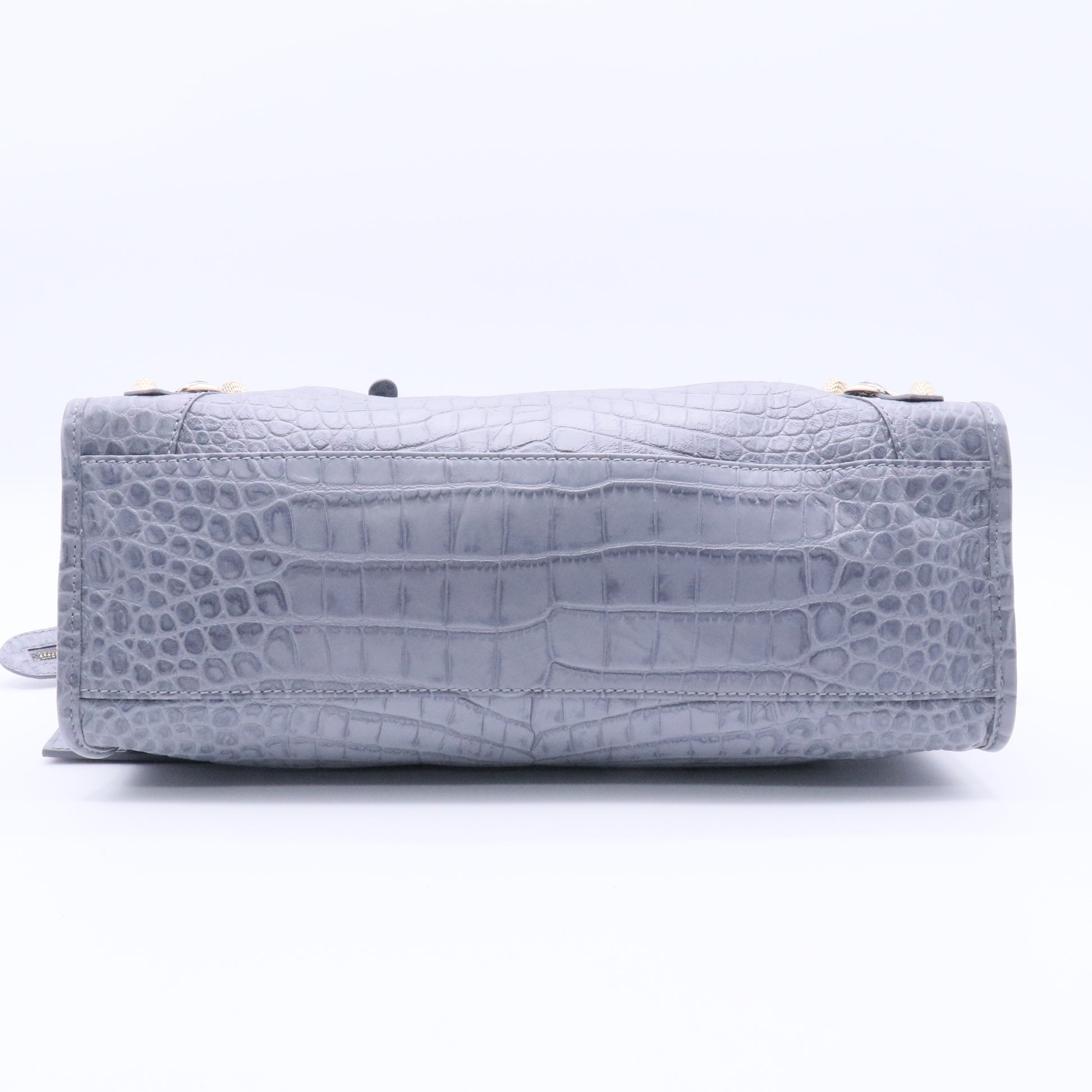 City Giant Studs Bag Crocodile Embossed Leather Medium Twins