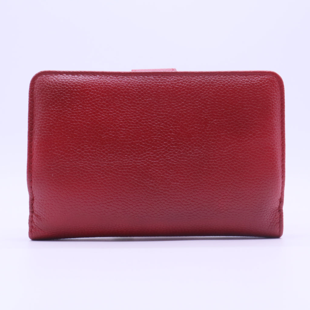 Red Caviar Leather CC Long French Purse Wallet FOR GISEL