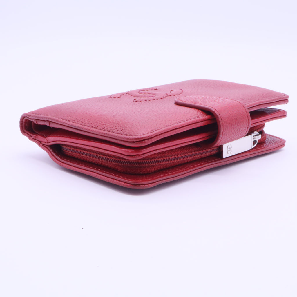 Red Caviar Leather CC Long French Purse Wallet FOR GISEL