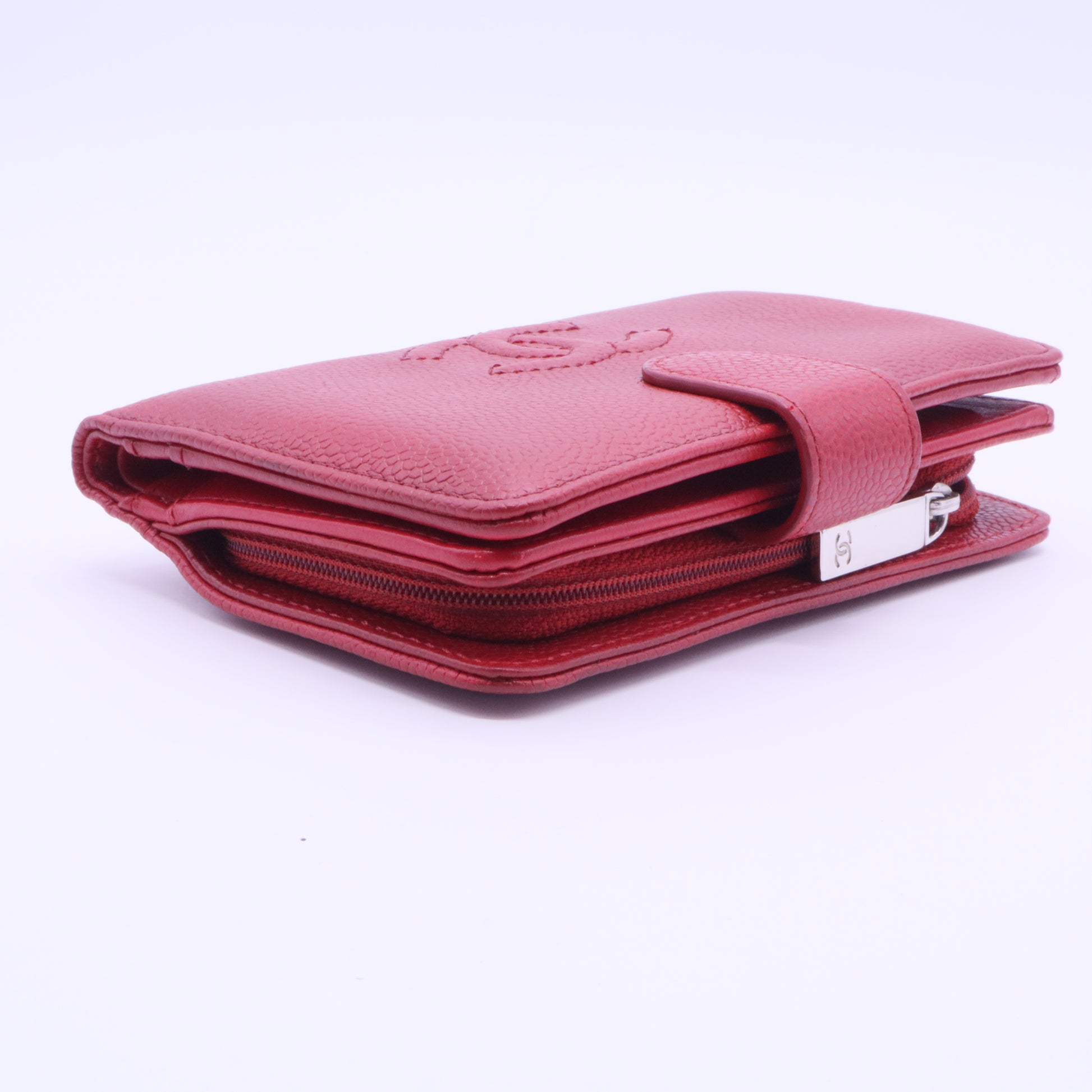 Red Caviar Leather CC Long French Purse Wallet FOR GISEL