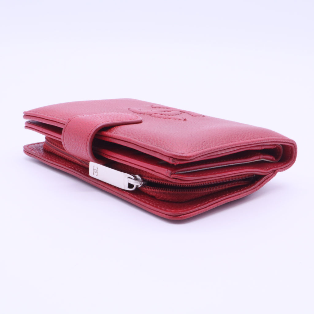 Red Caviar Leather CC Long French Purse Wallet FOR GISEL