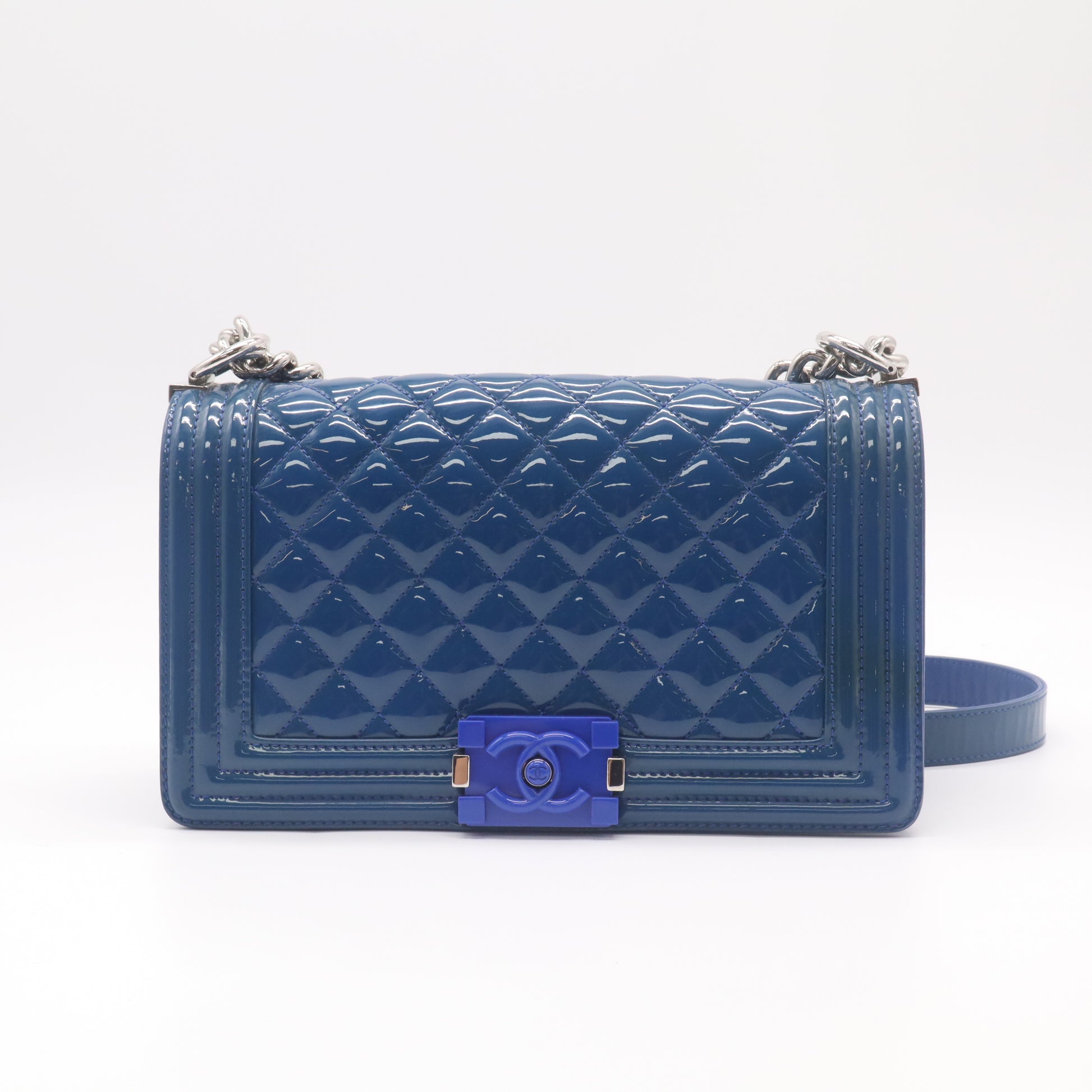 Chanel Boy Flap Quilted Old Medium Royal Blue B22886