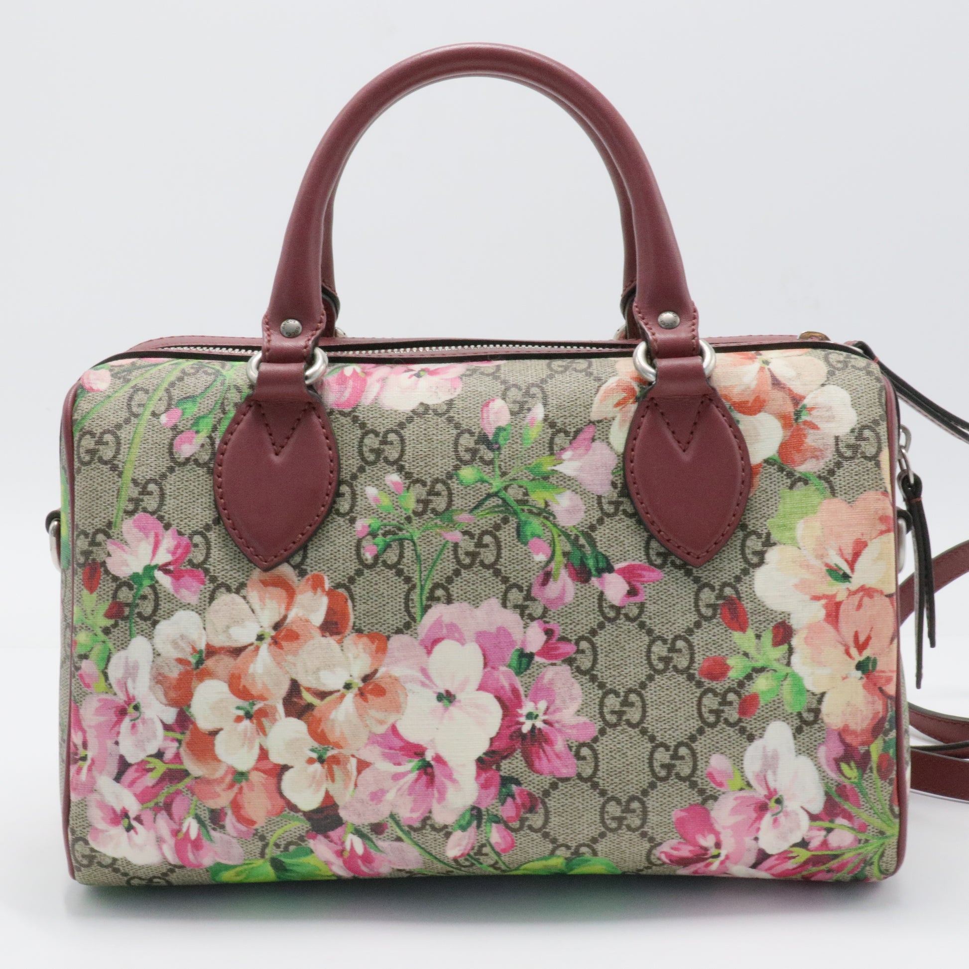 GG Supreme Monogram Blooms Small Boston Bag