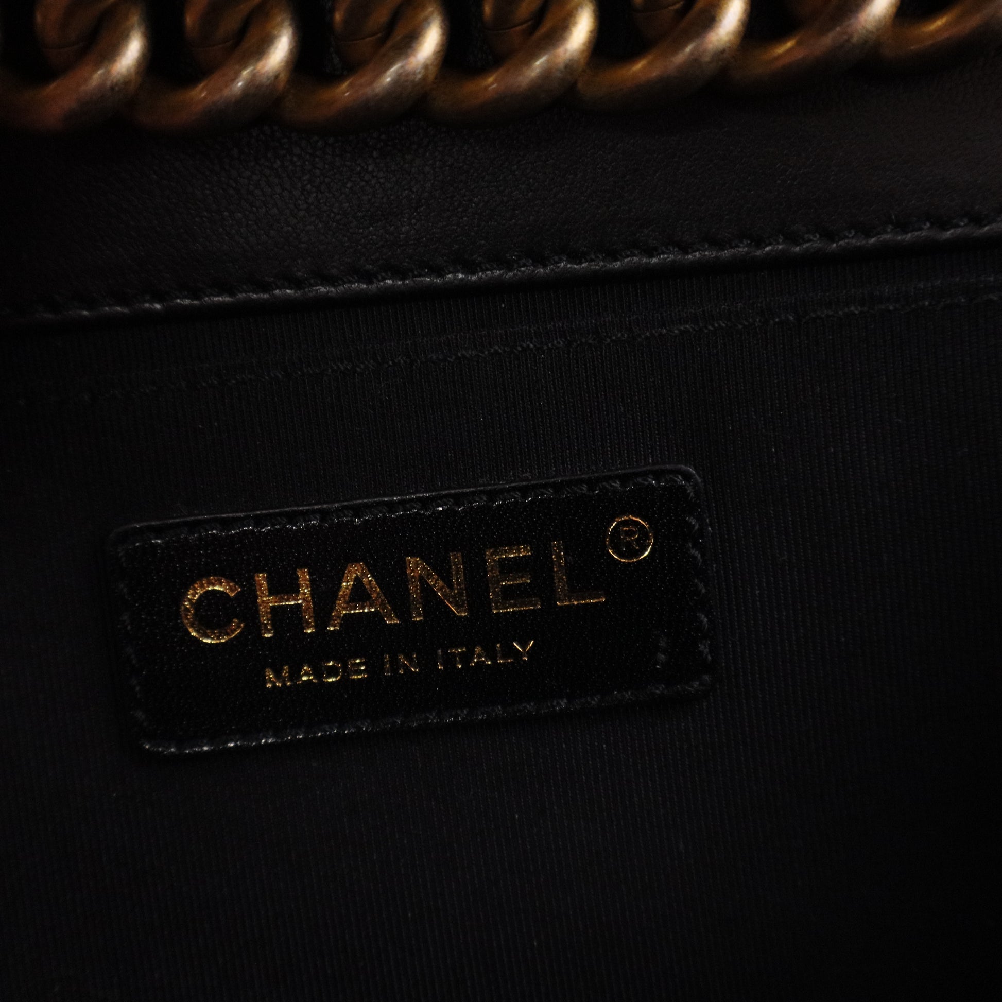 Chanel Black Medium Boy Caviar Leather Bag with Gold Hardware Twins