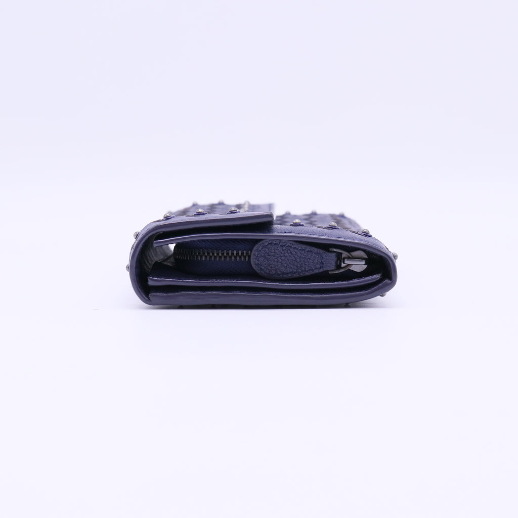 Bottega Veneta Intrecciato Studded Nappa Continental Flap Wallet Purple W22336