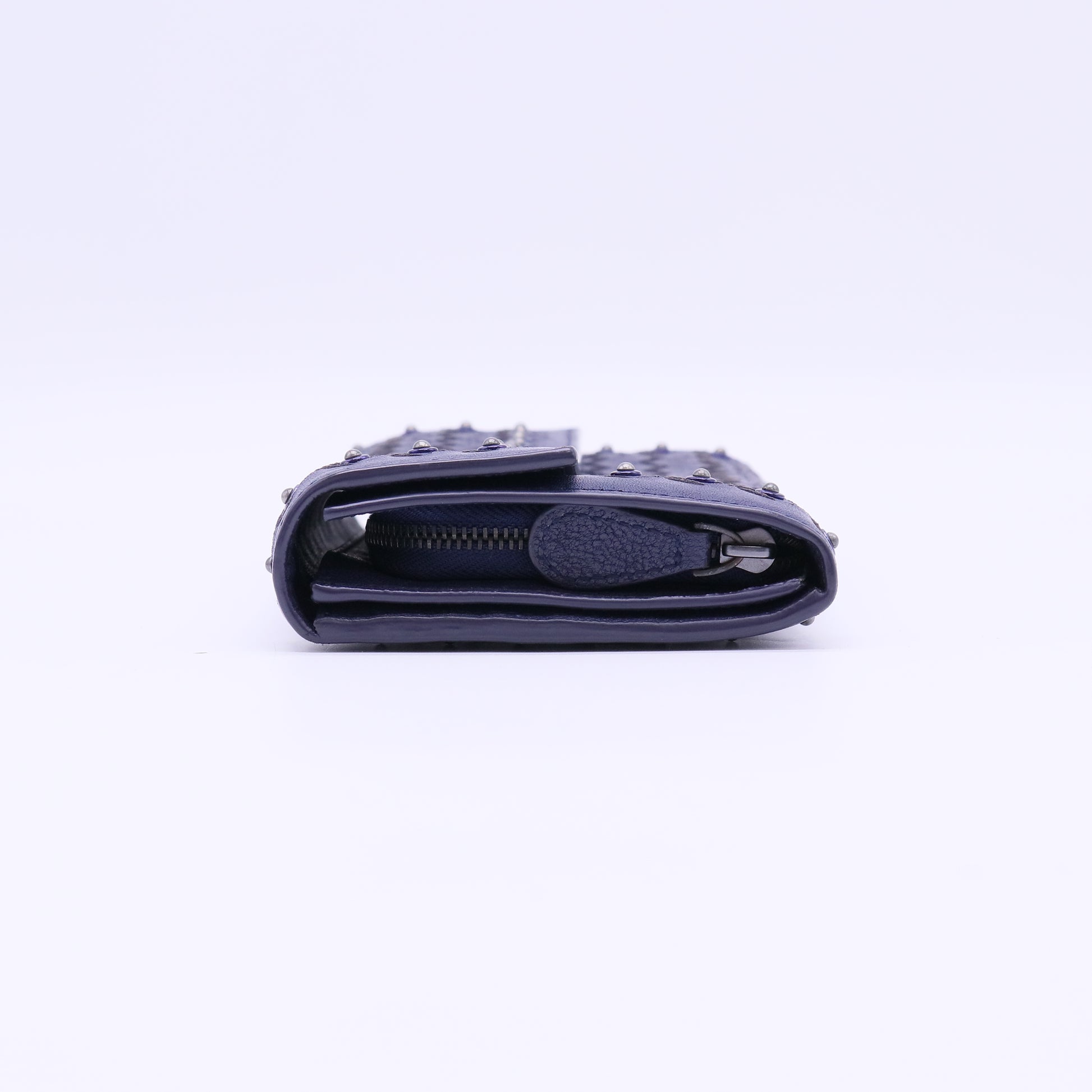 Bottega Veneta Intrecciato Studded Nappa Continental Flap Wallet Purple W22336