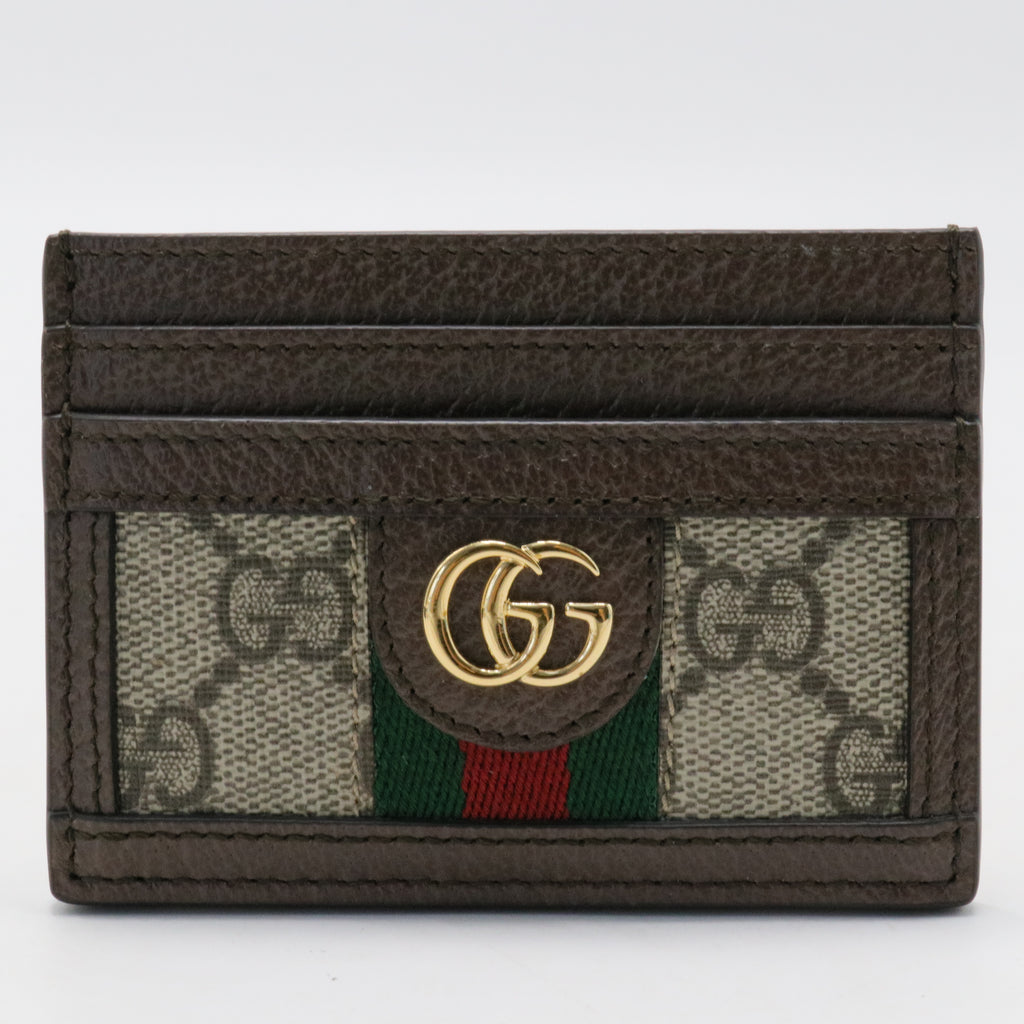 GG Supreme Monogram Textured Dollar Calfskin Ophidia Card Holder