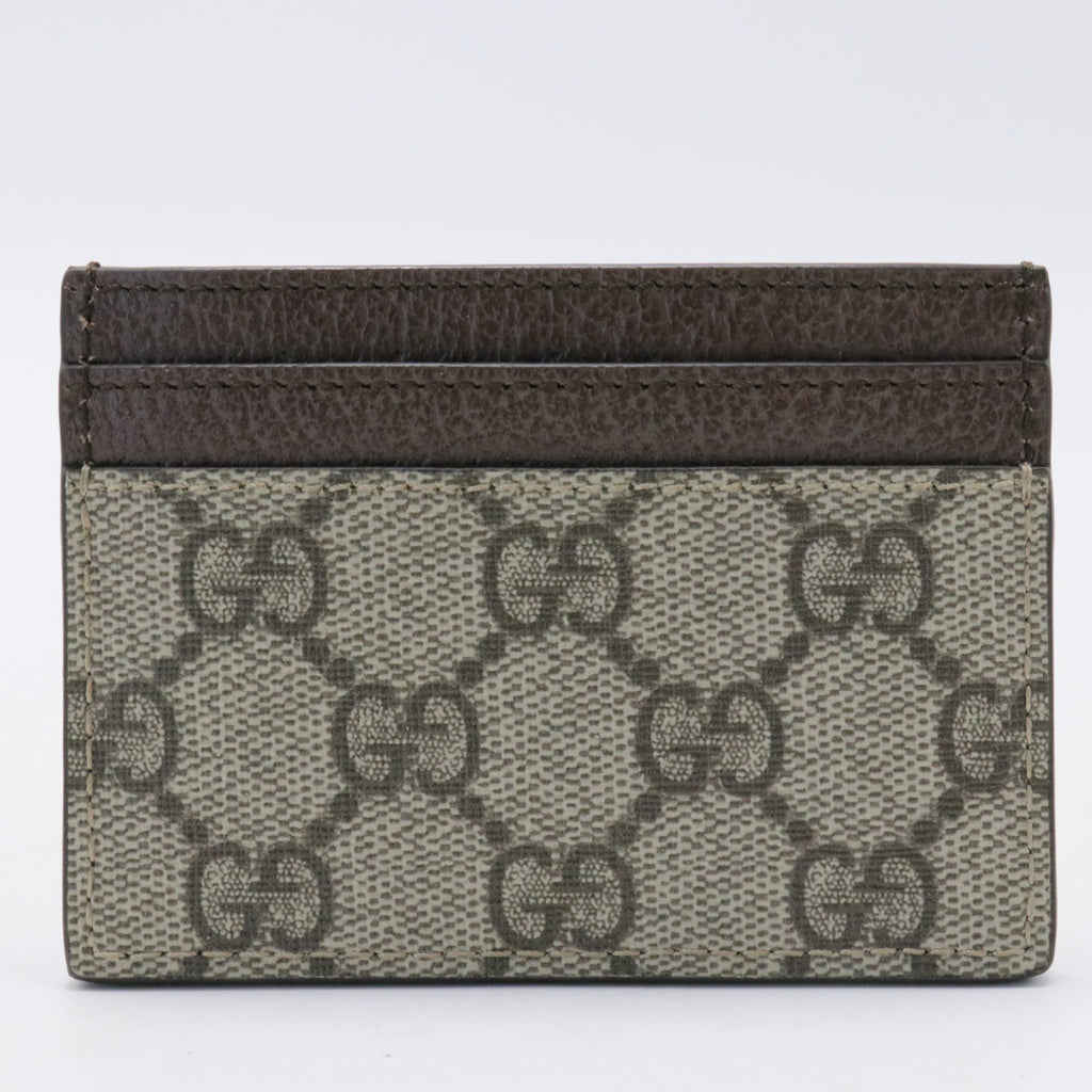 GG Supreme Monogram Textured Dollar Calfskin Ophidia Card Holder