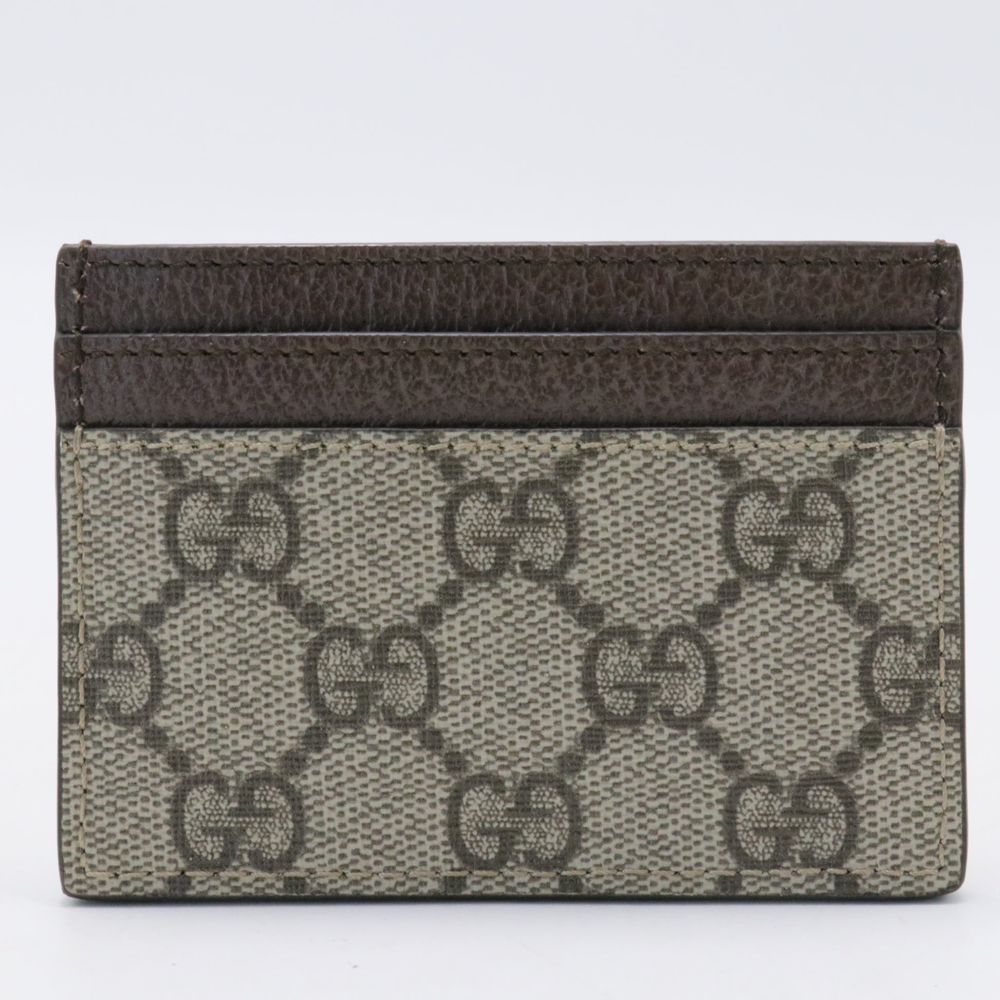 GG Supreme Monogram Textured Dollar Calfskin Ophidia Card Holder