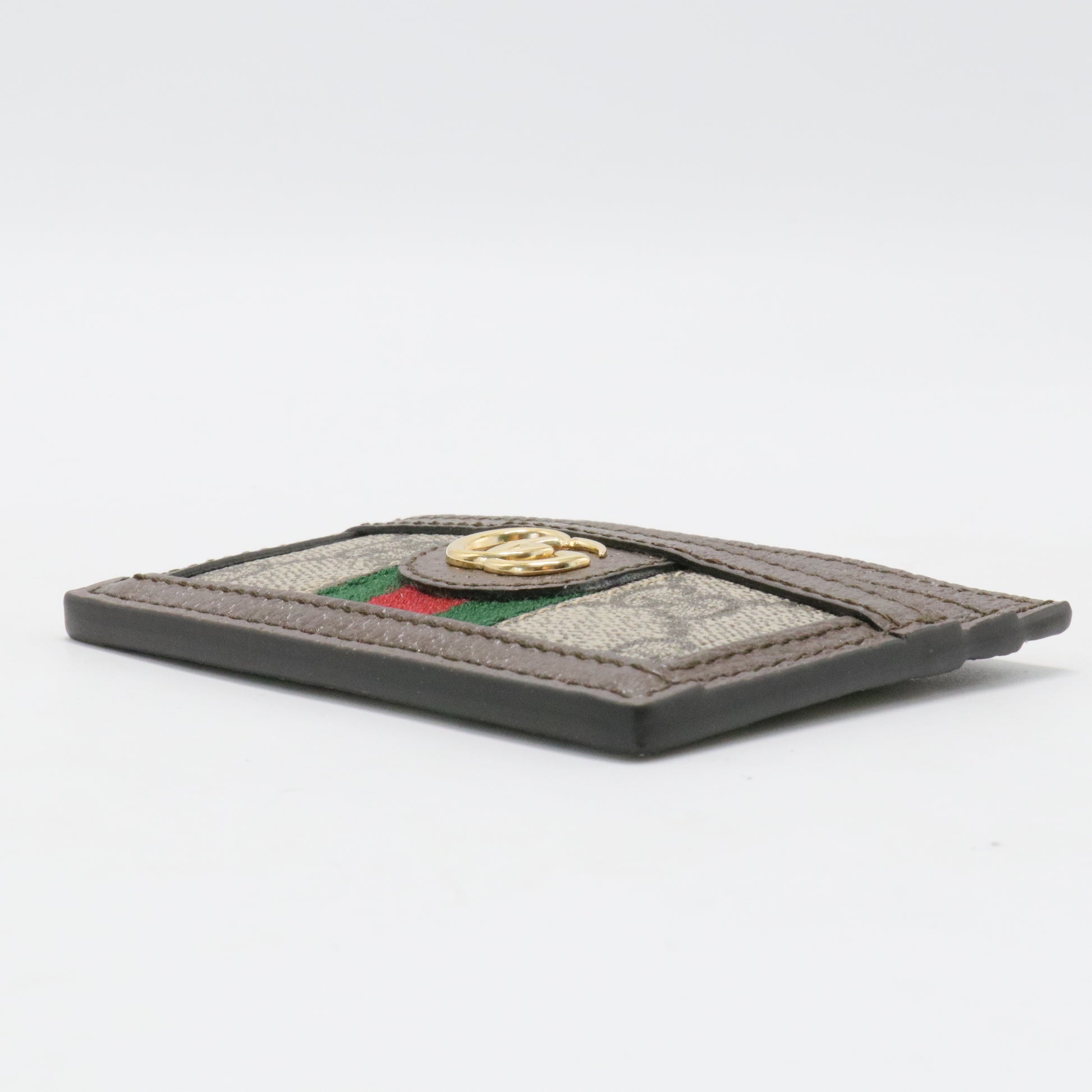 GG Supreme Monogram Textured Dollar Calfskin Ophidia Card Holder