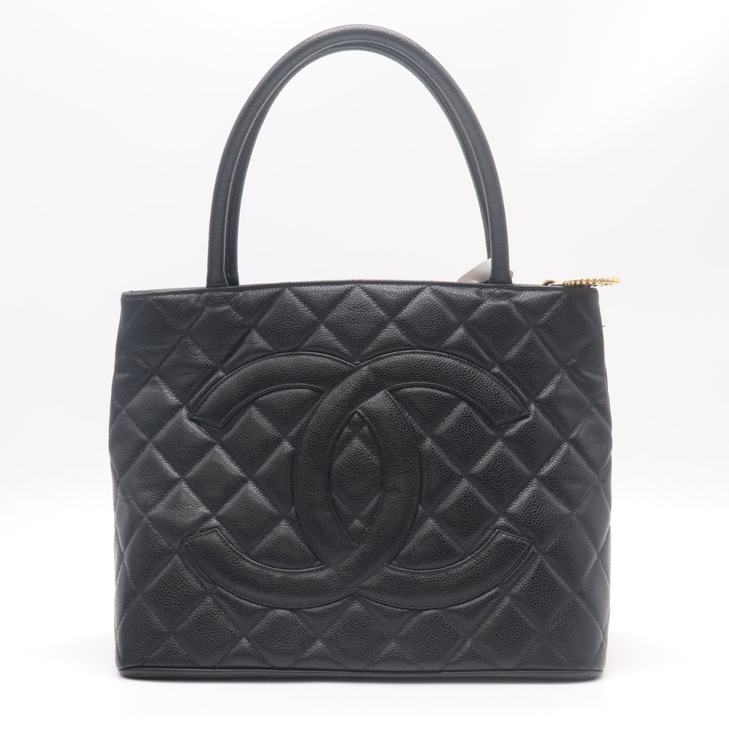 Chanel Caviar Quilted Medallion Tote Bag Black B22901