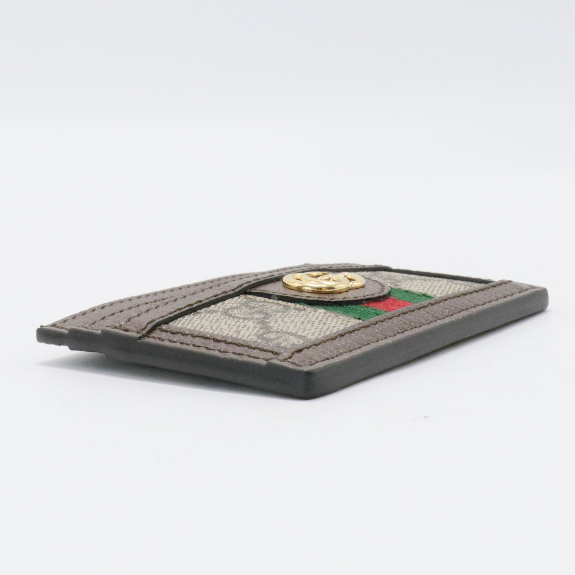 GG Supreme Monogram Textured Dollar Calfskin Ophidia Card Holder