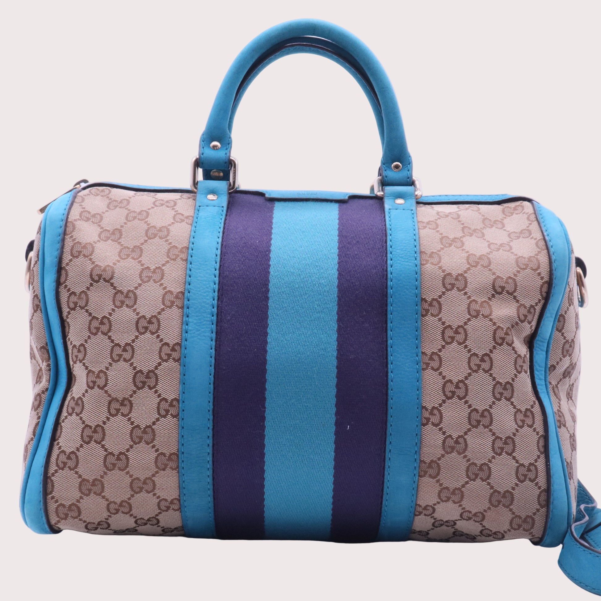 GG Canvas/Nubuck Leather Vintage Web Medium Joy Boston Bag w/Shoulder Strap