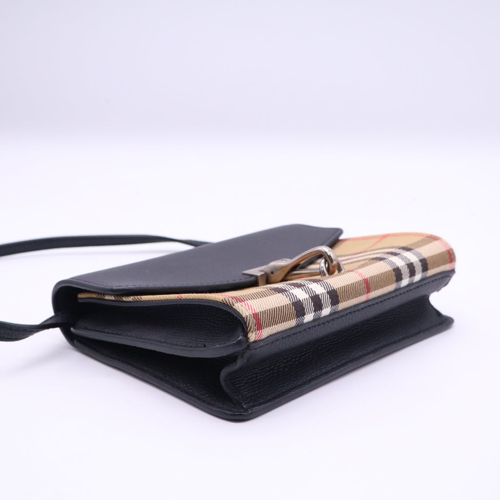 Burberry Black Calfskin House Check Macken Crossbody Bag B21391