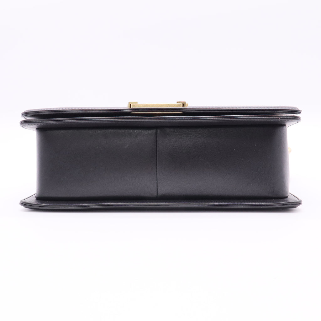 Chanel Black Medium Boy Caviar Leather Bag with Gold Hardware Twins