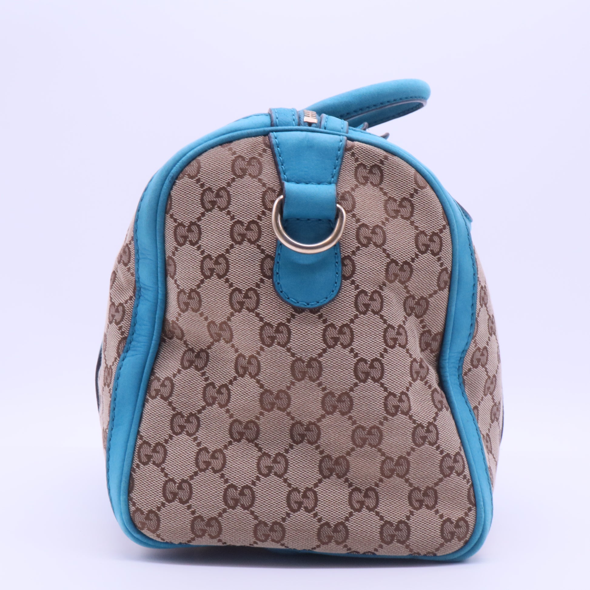 GG Canvas/Nubuck Leather Vintage Web Medium Joy Boston Bag w/Shoulder Strap