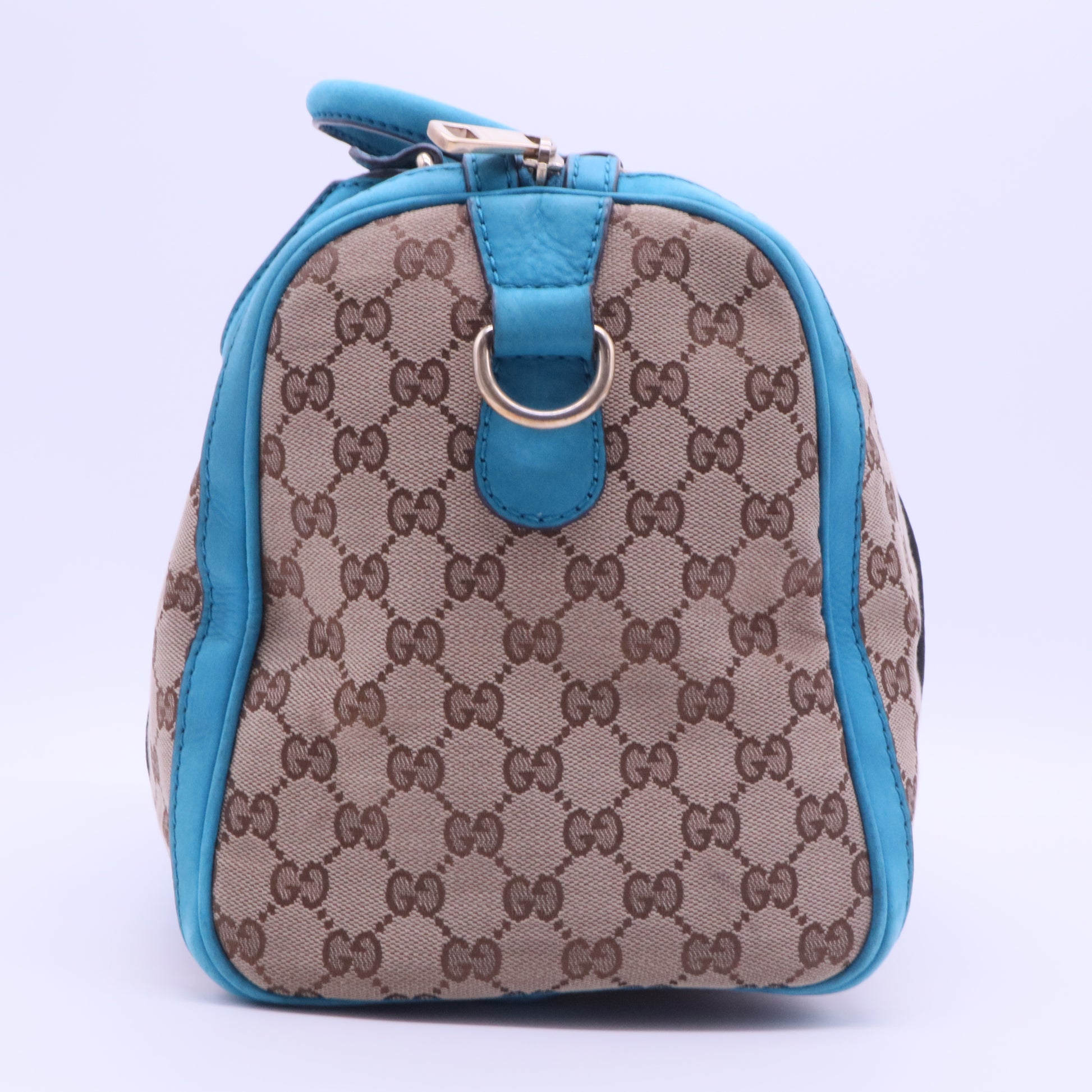 GG Canvas/Nubuck Leather Vintage Web Medium Joy Boston Bag w/Shoulder Strap